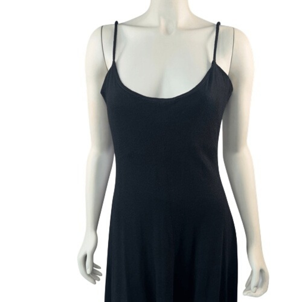 Vintage Yoly Munoz Size 10 Maxi Slip Dress Flowy Lace Beaded Sheer Elegant Black - Picture 14 of 14